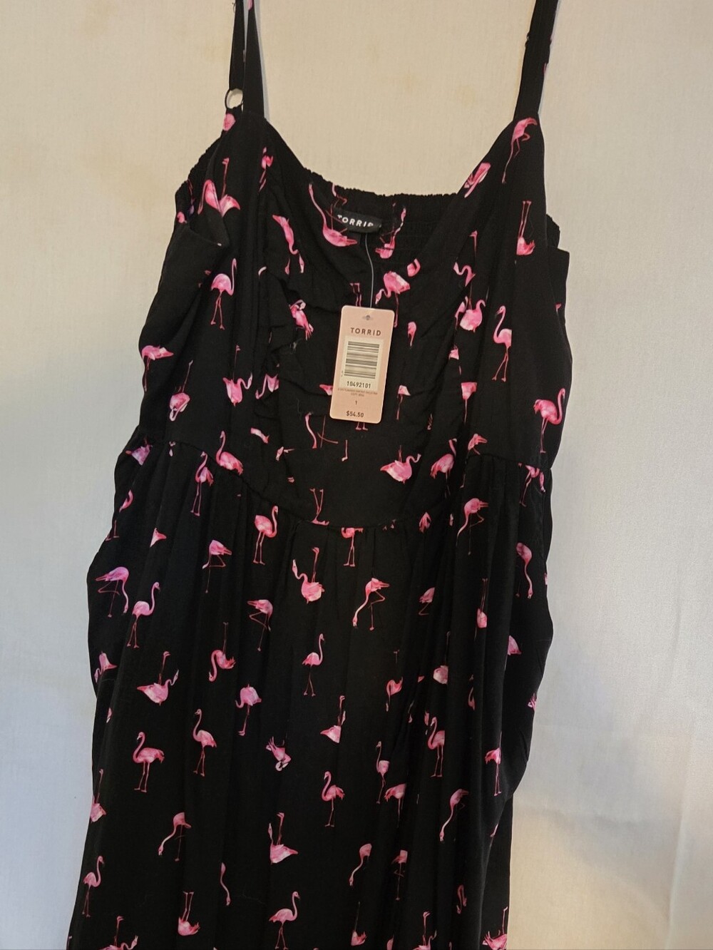 Torrid Black Maxi Sun Dress with Pink Flamingo Print